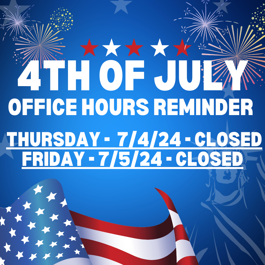 Closed Thursday (7/4) & Friday (7/5) for July 4th weekend!